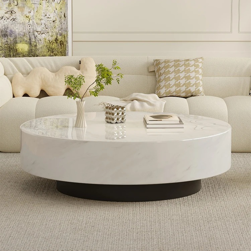Smart Home Living Room - Italian Minimalist Round Marble Nesting Tables