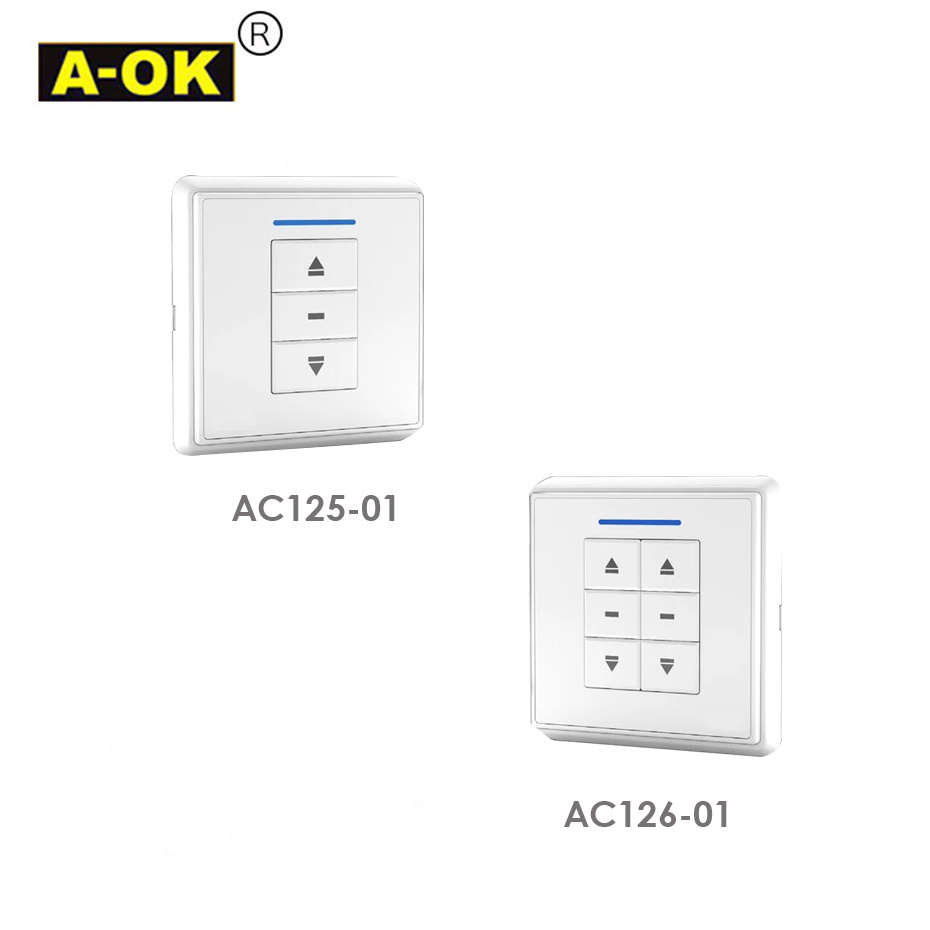 Curtain Motor - A-OK AC125-01/AC126-01 Single/Dual Sticker Wall Switch,RF433