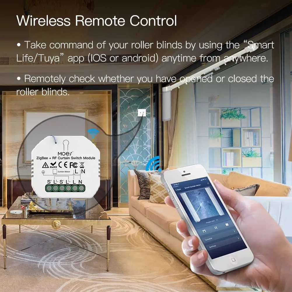 MOES ZigBee Smart RF433 Curtai - Curtain Motor ulasan dan harga