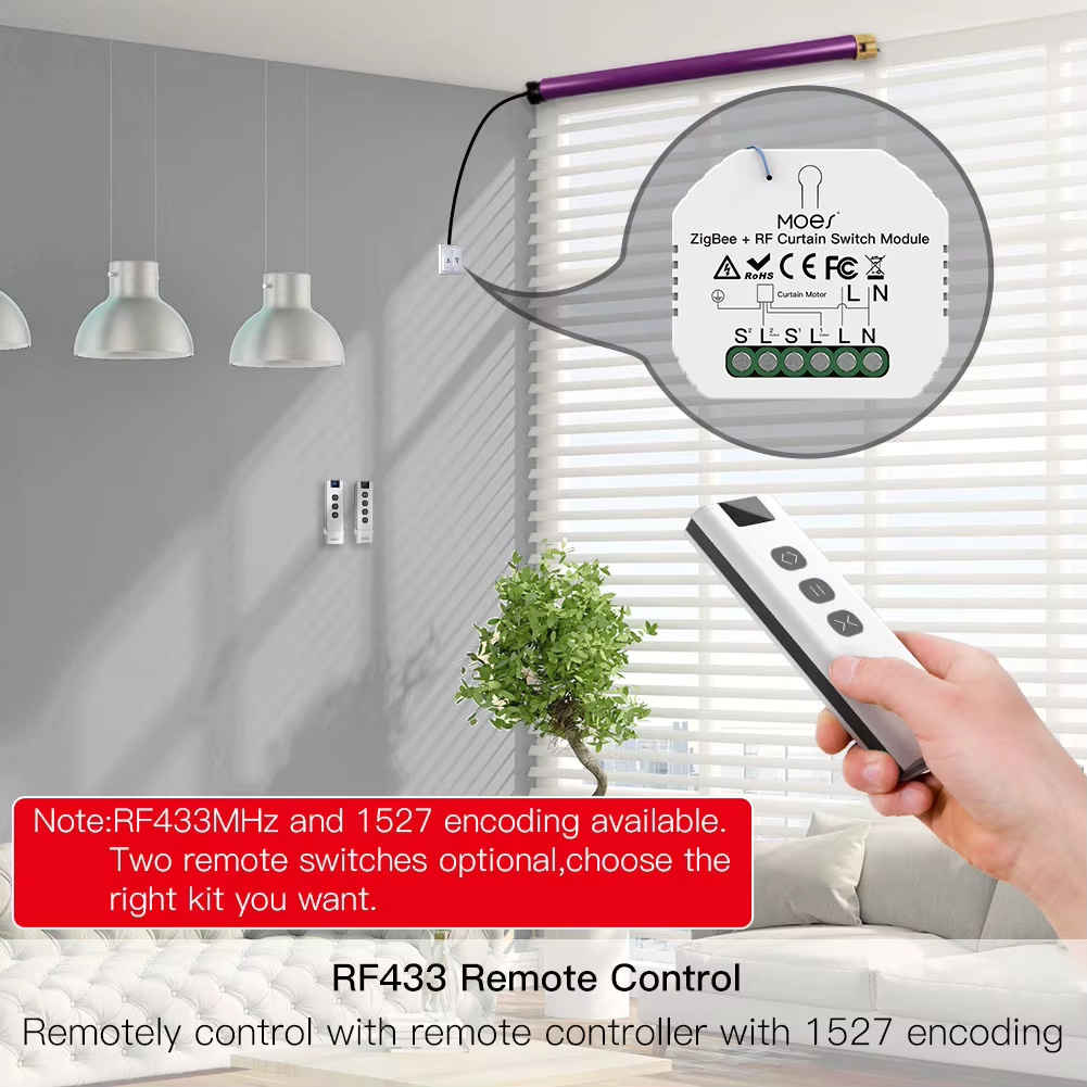 MOES ZigBee Smart RF433 Curtai - Curtain Motor ulasan dan harga