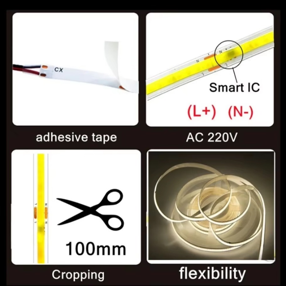1-5m COB LED Light Strip 220V  - Smart Home Living Room ulasan dan harga