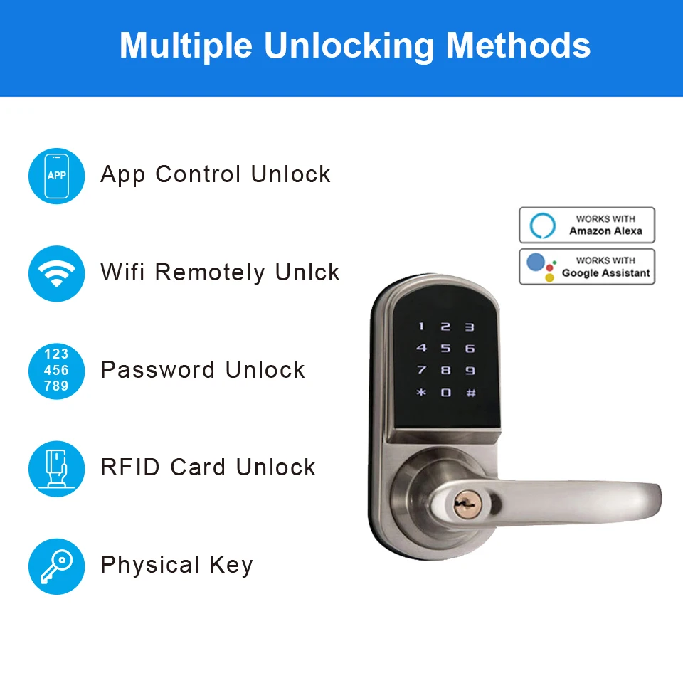 Zinc Alloy Smart Door Lock wit - Airbnb Smart Home ulasan dan harga