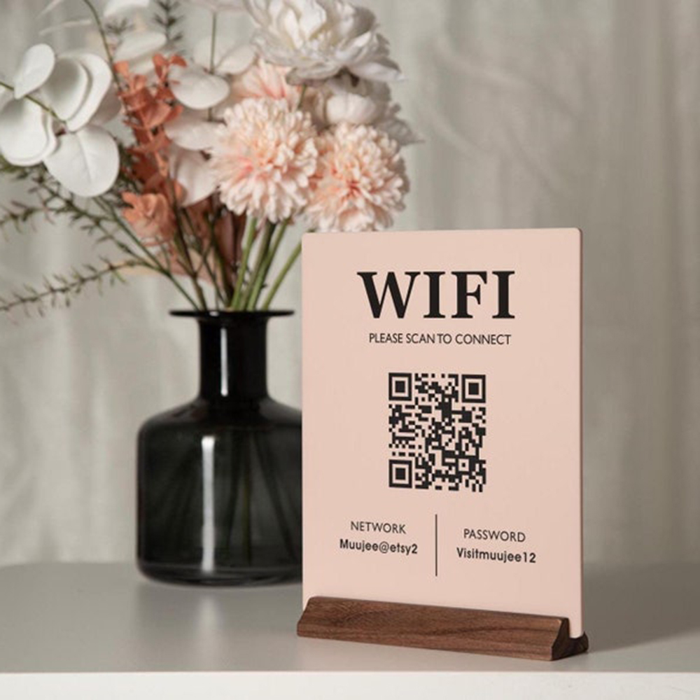 Hot Sale WiFi QR Code Acrylic  - Airbnb Smart Home ulasan dan harga