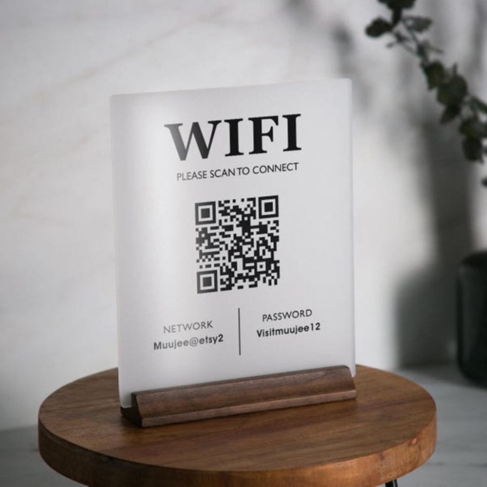 Hot Sale WiFi QR Code Acrylic  - Airbnb Smart Home ulasan dan harga