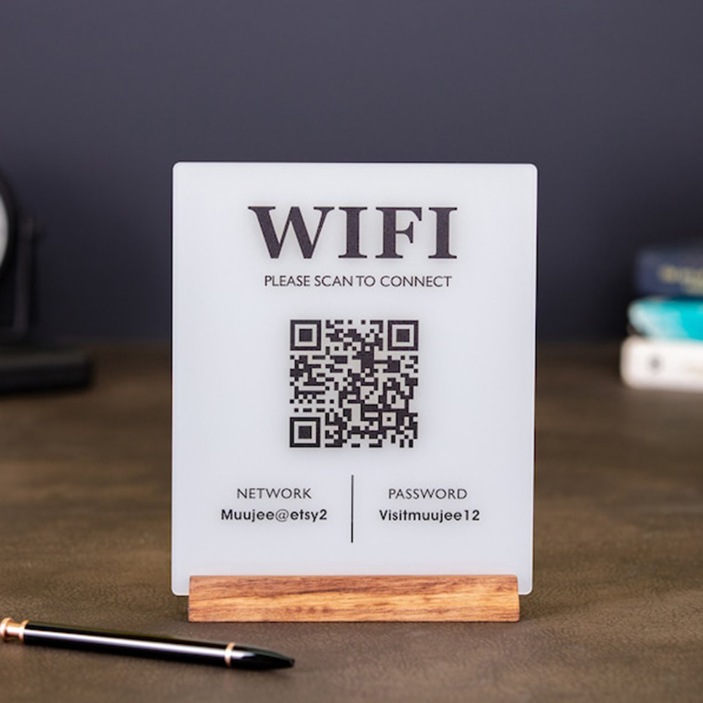 Hot Sale WiFi QR Code Acrylic  - Airbnb Smart Home ulasan dan harga