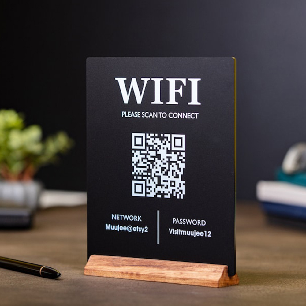 Hot Sale WiFi QR Code Acrylic  - Airbnb Smart Home ulasan dan harga
