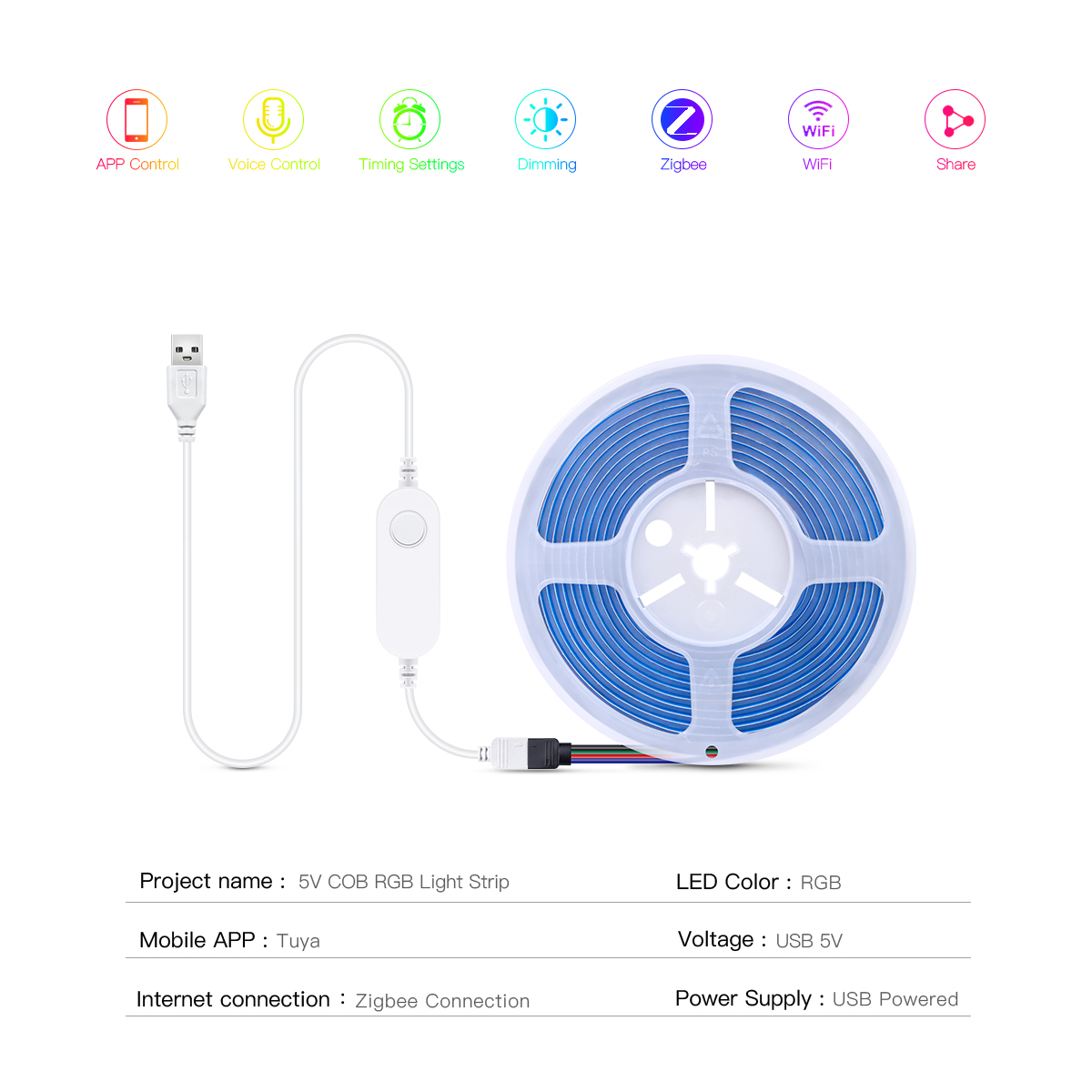 ZigBee LED Strip Smart Tuya CO - Smart Home Living Room ulasan dan harga